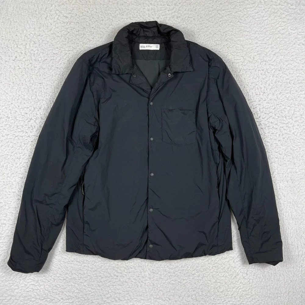 Hill City Thermal Light Shirt Jacket Mens Small Black Snap Huckberry Insulated